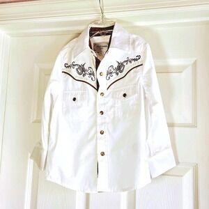 Ace Of Diamond USA White Embroidered Western‎ Shirt Kid's Size 4 Snap Front